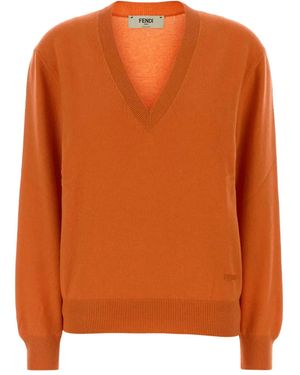 Fendi Top con cuello en V - Naranja