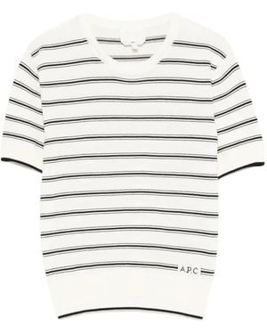 A.P.C. Striped-Pattern T-Shirt - White