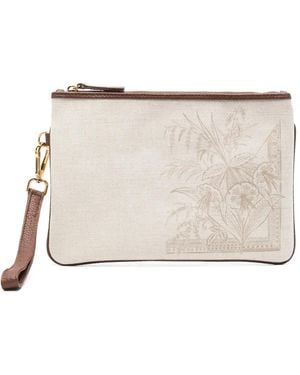 Eleventy Canvas-Clutch Mit Blumen-Print - Natur
