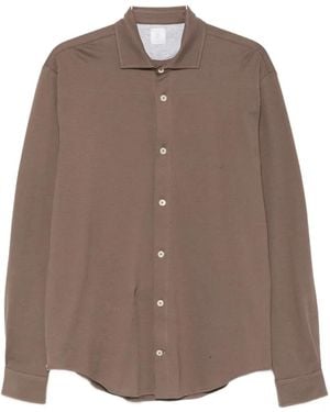 Eleventy Long-Sleeve Cotton Shirt - Brown