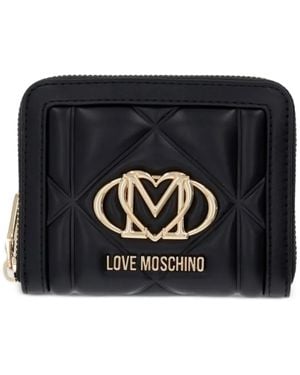 Love Moschino Quilted Logo-Plaque Wallet - Black