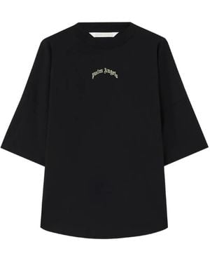 Palm Angels T-Shirt Curved Logo - Black