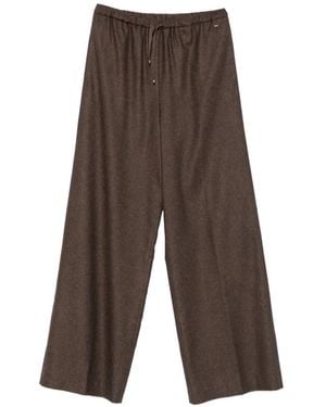 Herno Marl-Effect Wide-Leg Pants - Brown