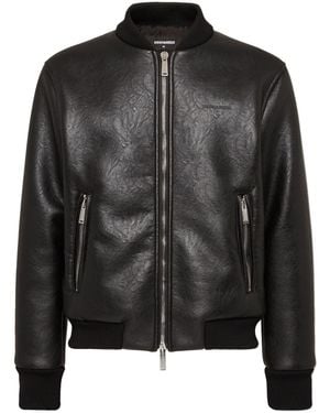 DSquared² エンボスロゴ ボンバージャケット - ブラック