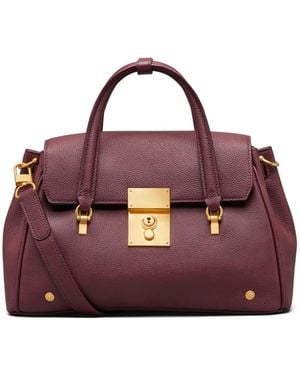 Thom Browne Small Bolton Grained Leather Tote Bag - Purple