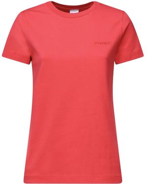 Pinko Logo-Embroidered T-Shirt - Pink