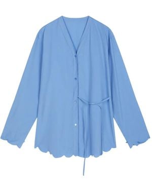 JNBY Scalloped-Edge Side-Tie Shirt - Blue
