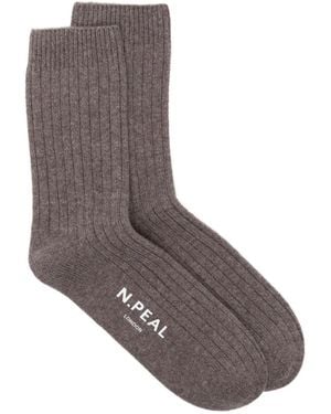 N.Peal Cashmere Calzini A Coste - Marrone