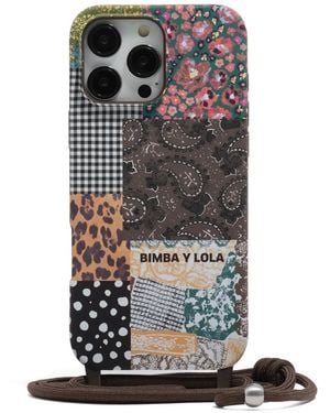 Bimba Y Lola Patchwork-Print Iphone 16 Pro Max Phone Case - Black