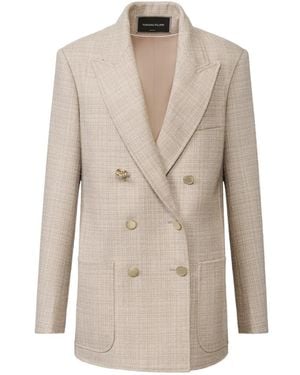 Fabiana Filippi Double-Breasted Peak-Lapels Blazer - Natural