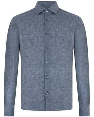 Moorer Sorrento Pinstripe Shirt - Blue
