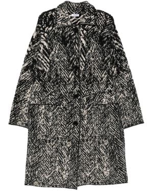 Liu Jo Herringbone-Knit Coat - Gray