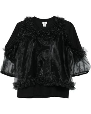 Noir Kei Ninomiya Gerüschtes Oberteil Mit Overlay - Schwarz