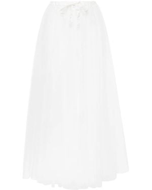 forte_forte Chic Tulle Skirt With Jersey Coulotte - White