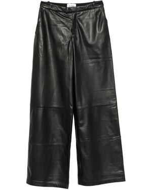 Arma Wide-Leg Leather Trousers - Black