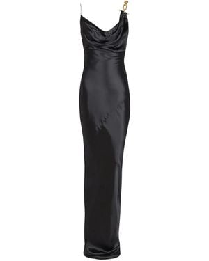 Balmain Thin Straps Detail Satin Dress - Black
