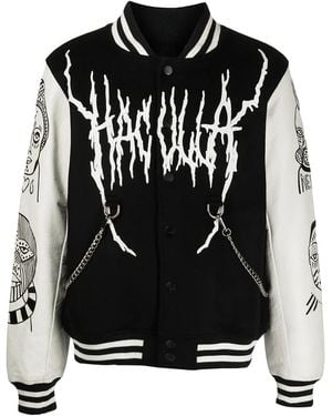 Haculla Leather-Sleeve Varsity Jacket - Black