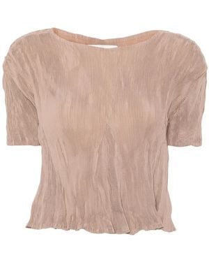 GONGDID DESIGN Pleated Short-Sleeve Top - Natural