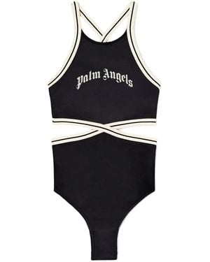 Palm Angels Bañador Con Logo Redondeado - Negro