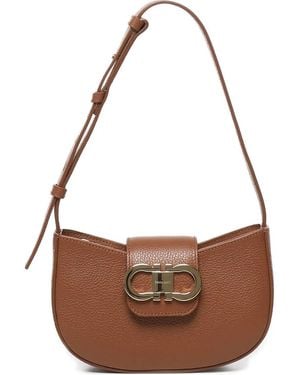 Ferragamo Double Gancini Mini Bag - Brown