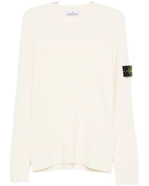 Stone Island Logo-patch Ribbed Sweater - ナチュラル
