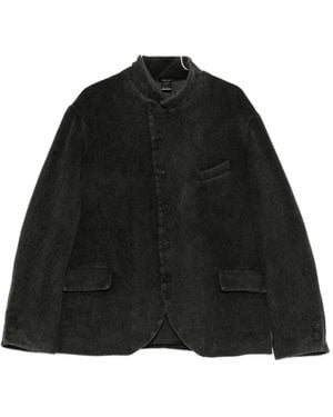 Avant Toi High-Neck Button-Up Blazer - Black