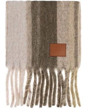 Loewe Striped Fringed Scarf - Natural