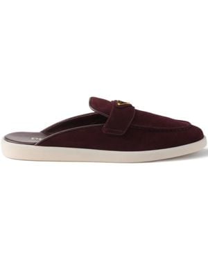 Prada Triangle-Logo Mules - Brown