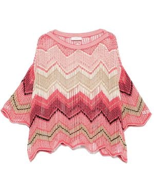 Akep Pointelle-Knit Top - Red
