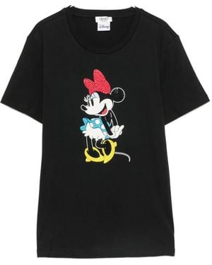 Liu Jo X Disney Minnie Mouse Rhinestone-Embellished T-Shirt - Black