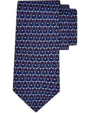 Ferragamo Hockey Print Silk Tie - Blue