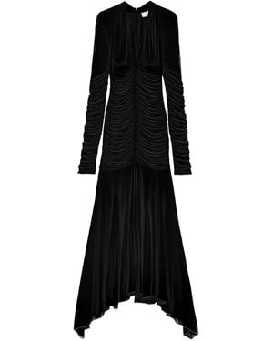 Blumarine Gerafftes Abendkleid Mit Langen Ärmeln - Schwarz