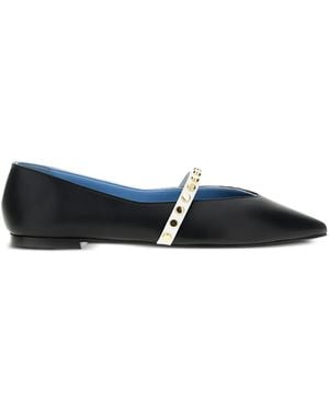 McQueen Pointed-Toe Studded Flat Court Shoes - Black