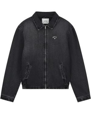 Arte' Logo-Embroidered Denim Jacket - Black