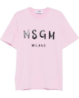 MSGM Camiseta con letras del logo - Rosa
