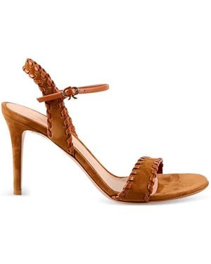 Gianvito Rossi Whipstitch-Trim Suede Sandals - Brown