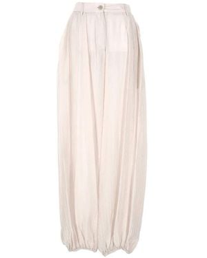 Thelatest Pinstripe-Pattern Elasticated-Cuff Pants - White