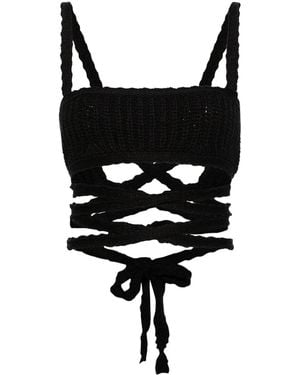 Alanui Lush Nature Knitted Top - Black