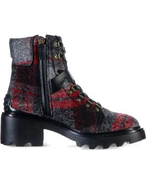 Tod's Karierte Bikerstiefel - Grau