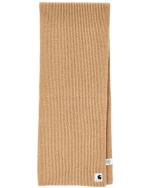 Carhartt Mira Ribbed-Knit Logo-Patch Scarf - Natural