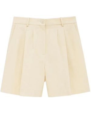 Anine Bing Brice Pleated Tailored Shorts - Natural