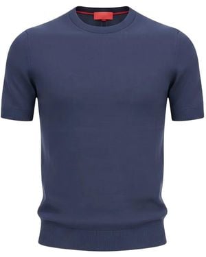 Isaia Short-Sleeved Crew-Neck Knitted T-Shirt - Blue