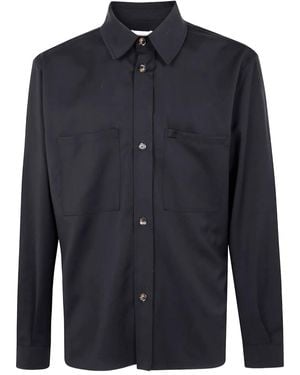 Laneus Patch-Pocket Wool Shirt - Blue