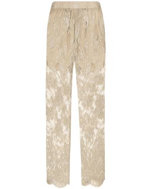 Dolce & Gabbana Sartoriale Wide-Leg Lace Pants - Natural
