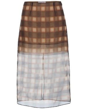Monse Check-Pattern Sheer Midi Skirt - White