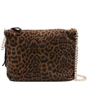 La Carrie Leopard-Print Tassel Shoulder Bag - Brown