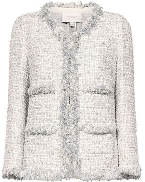Giambattista Valli Veste En Tweed À Col V - Blanc