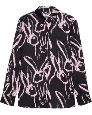 MSGM Rabbit Print Shirt - Black