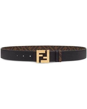 Fendi Ceinture Réversible En Cuir À Logo Ff - Marron