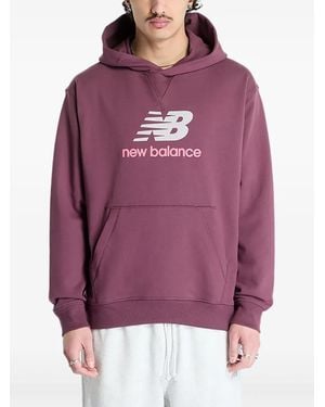New Balance Athletics Logo-Print Cotton Hoodie - Purple